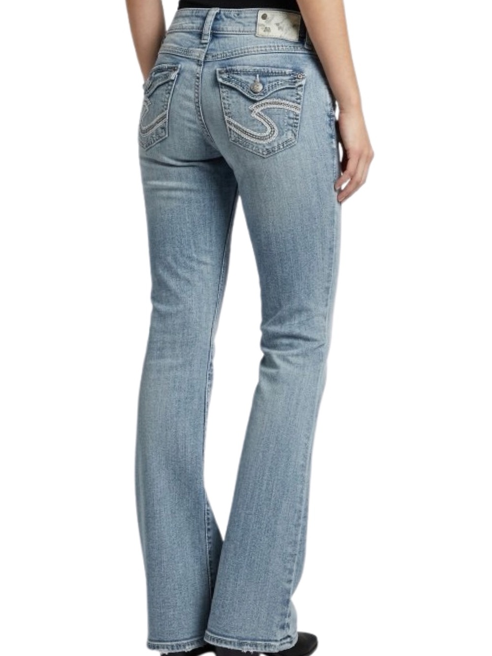LBN Buckle Silver Suki Flap 17 Light Wash Jeans 25x33 (Actual 32)